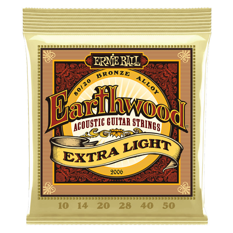 Ernie Ball 2006 Earthwood Extra Light 80/20 Bronze Acoustic Guitar Strings (10-50 Guage)