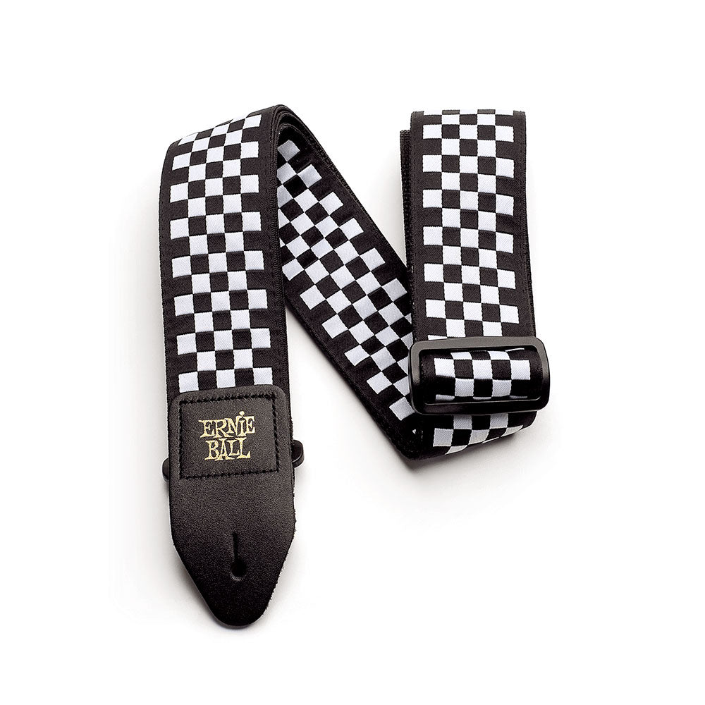 Ernie Ball P04149 Jacquard Design Polypro 2 in. Guitar Strap - Black and White Checkered - Bananas at Large®