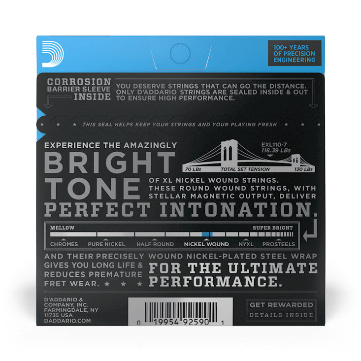 D'Addario EXL110-7 Nickel Wound Electric Strings, 10-59 - Bananas at Large®