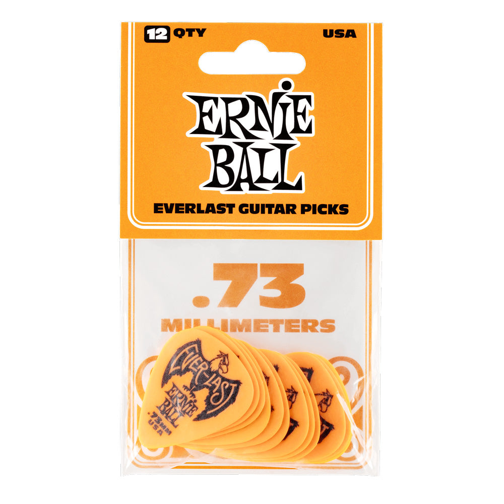 Ernie Ball .73mm Tortex Everlast Picks, 12-Pack, Orange