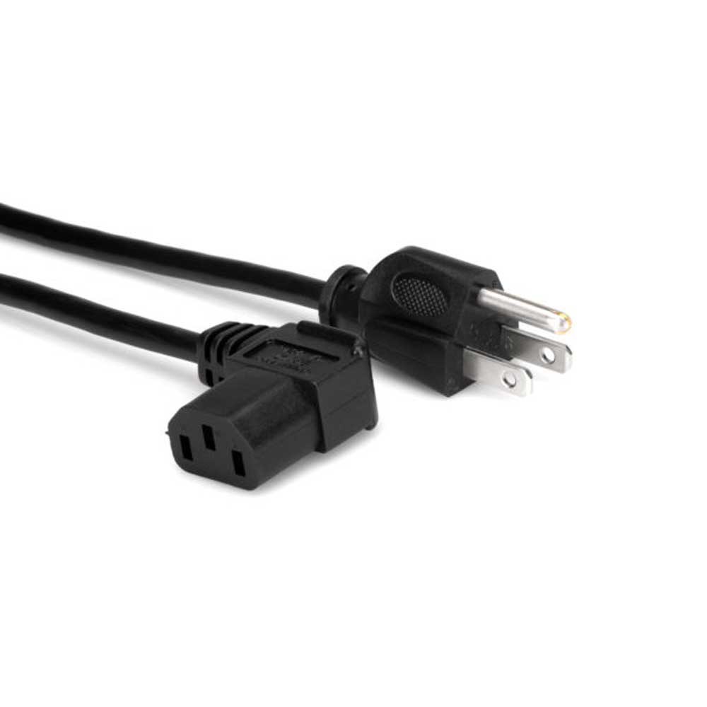 Hosa - PWC-143R - 3 ft Power Cable - 18 AWG - NEMA 5-15P to Right Angle IEC C13 - Bananas at Large®