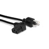 Hosa PWC-141R 18 AWG NEMA 5-15P to Right Angle IEC C13 1 ft. Power Cable