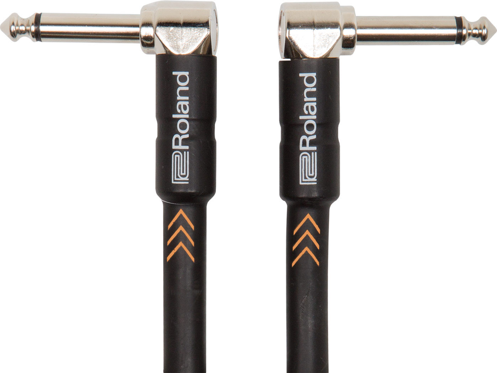 Roland RIC-B1AA Black Series 1ft Instrument Cable with Dual Right Angle 1/4 in. Connectors - Bananas at Large
