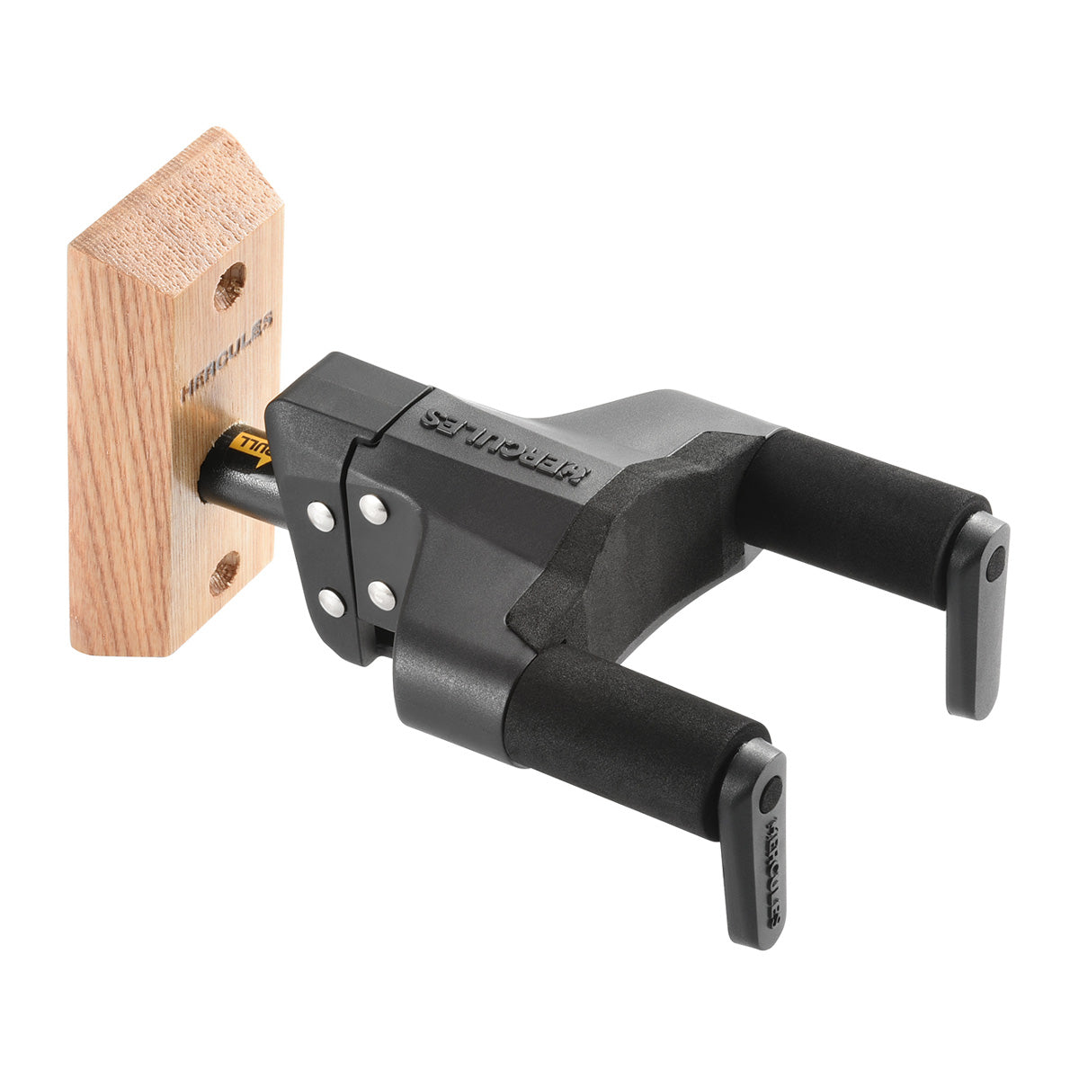 Hercules GSP38WB PLUS Series Universal AutoGrip Wall Mount Guitar Hanger - Wood Base - Short Arm - Bananas at Large®