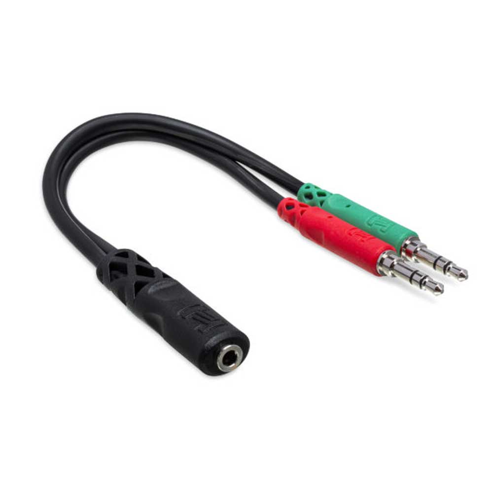Hosa YMM-107 Headset Mic Breakout Cable - 3.5mm TRRS Female to Dual 3.5 mm TRS Male - Bananas at Large®