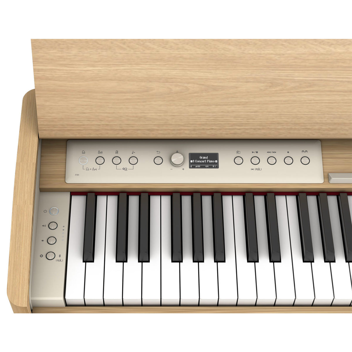 Roland F-701 Digital Upright Piano with Stand and Bench - Light Oak - Bananas at Large®