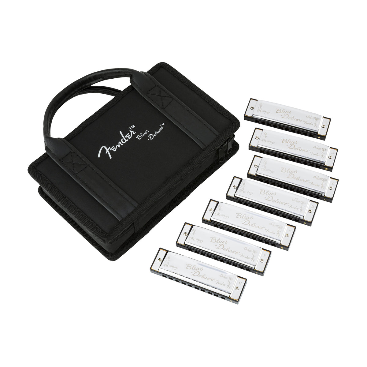 Fender Blues Deluxe Harmonicas with Case (7-Pack) - Bananas at Large®