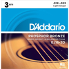 DAddario EJ16 3 Set Phosphor Bronze Acoustic Strings - Light 12-53 - Bananas At Large®