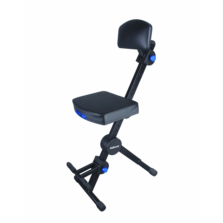 Quik Lok DX-749 Deluxe Height adjustable musicians stool with adjustable footrest and backrest. - Bananas at Large