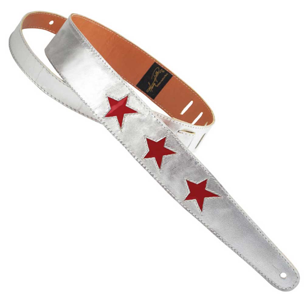 Henry Heller - HPST-SR - Star Series Leather 2 inch Strap - Silver with Red Stars - Bananas at Large®