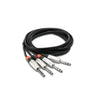 Hosa HSS-015X2 Pro Stereo Interconnect Cable, Dual 1/4 in. to Same - 15 ft.