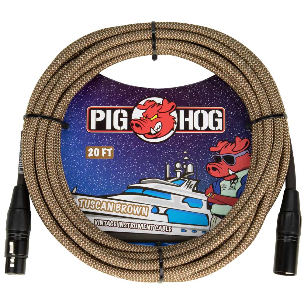 Pig Hog PHM20 Tuscan Brown Woven Mic XLR Cable - 20 ft.
