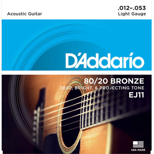 D'Addario EJ11 80/20 Bronze Acoustic Guitar Strings (Light, 12-53) - Bananas At Large®