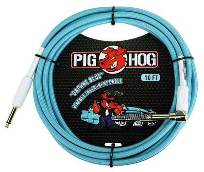 Pig Hog PCH10DBR Daphne Blue Straight to Angle Instrument Cable - 10 ft.