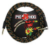 Pig Hog PCH10RAR Rasta Stripes Instrument Cable, Straight to Angle, 1/4 in. to 1/4 in. - 10 ft.