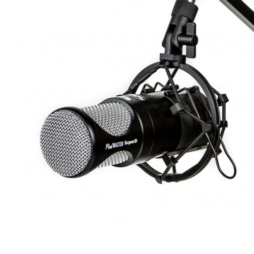 CAD PodMASTER SuperD - Professional Broadcast & Podcasting XLR Microphone with Stand