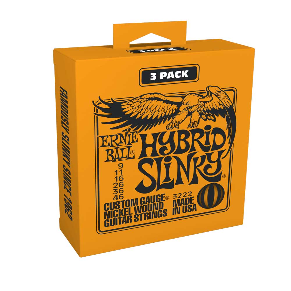 Ernie Ball 3222 Electric Guitar String Set (3 Pack) - Nickel Wound Hybrid Slinky 9-46 - Bananas at Large®