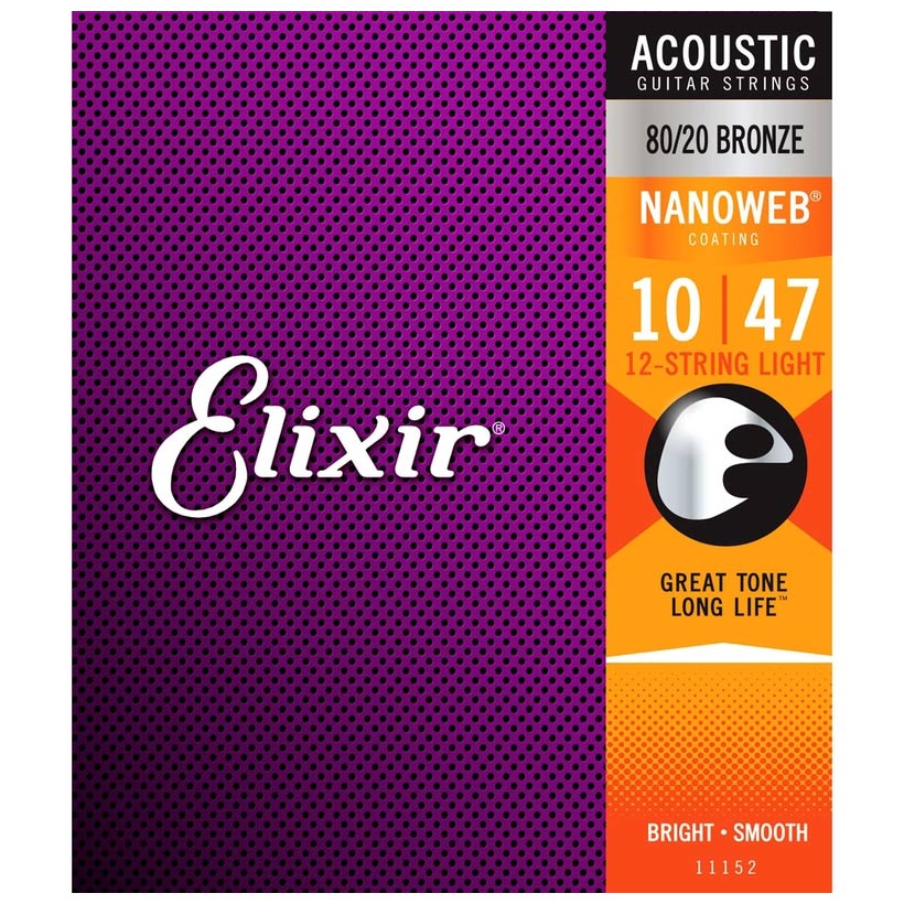 Elixir Acoustic 80-20 Bronze with Nanoweb Coating 12-String Light - .010-.047
