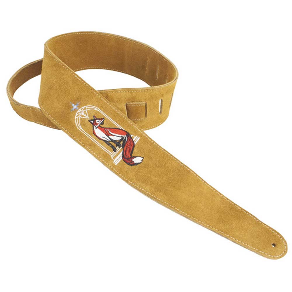 Henry Heller HP25ES-02 Suede 2.5 in. Guitar Strap - Embroidered Art Deco Fox - Bananas at Large®