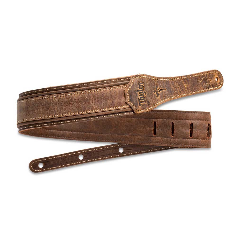 Taylor 4109-25 Wings Distressed Leather 2.5 in. Guitar Strap - Dark Brown - Bananas at Large®
