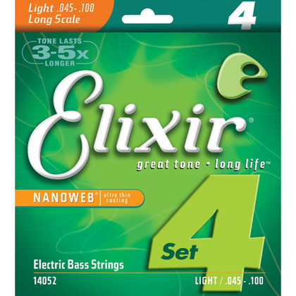 Elixir 14052 Nickel Plated Steel Bass Strings with Nanoweb Coating - 4 String Light Long Scale