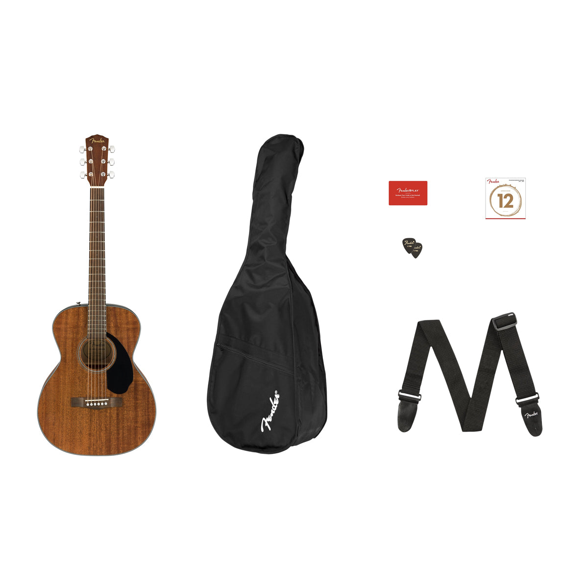 Fender CC-60S Concert Acoustic Guitar Pack v2 - All Mahogany