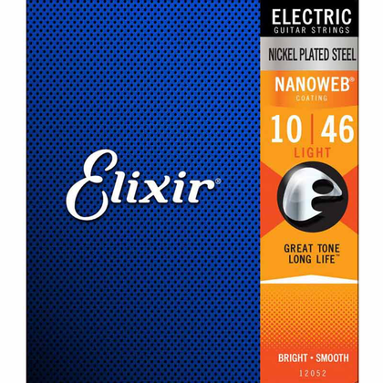 Elixir Nickel Plated Electric Guitar Steel Strings with Nanoweb Coating- Light 10-46