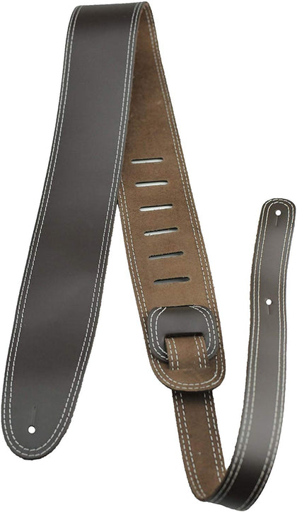 Perri's Leathers P25SMS-1719 Double Stitched Leather 2.5 in. Guitar Strap