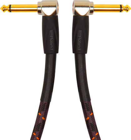 Roland RIC-G1AA Gold Series 1ft. Instrument Cable with Right Angle 1/4 in. Connectors. - Bananas at Large