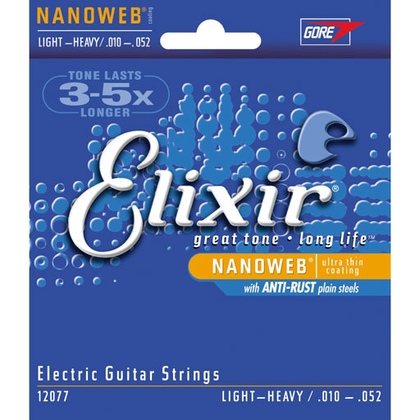 Elixir 12077 Light-Heavy Electric Guitar Nickel Plated Steel Strings with Nanoweb Coating .010-.052 - Bananas At Large®