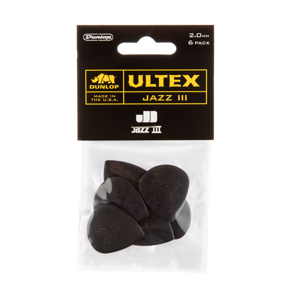 Dunlop 427P2.0 Ultex® Guitar Picks (6 Pack) - Jazz III (2.0mm)
