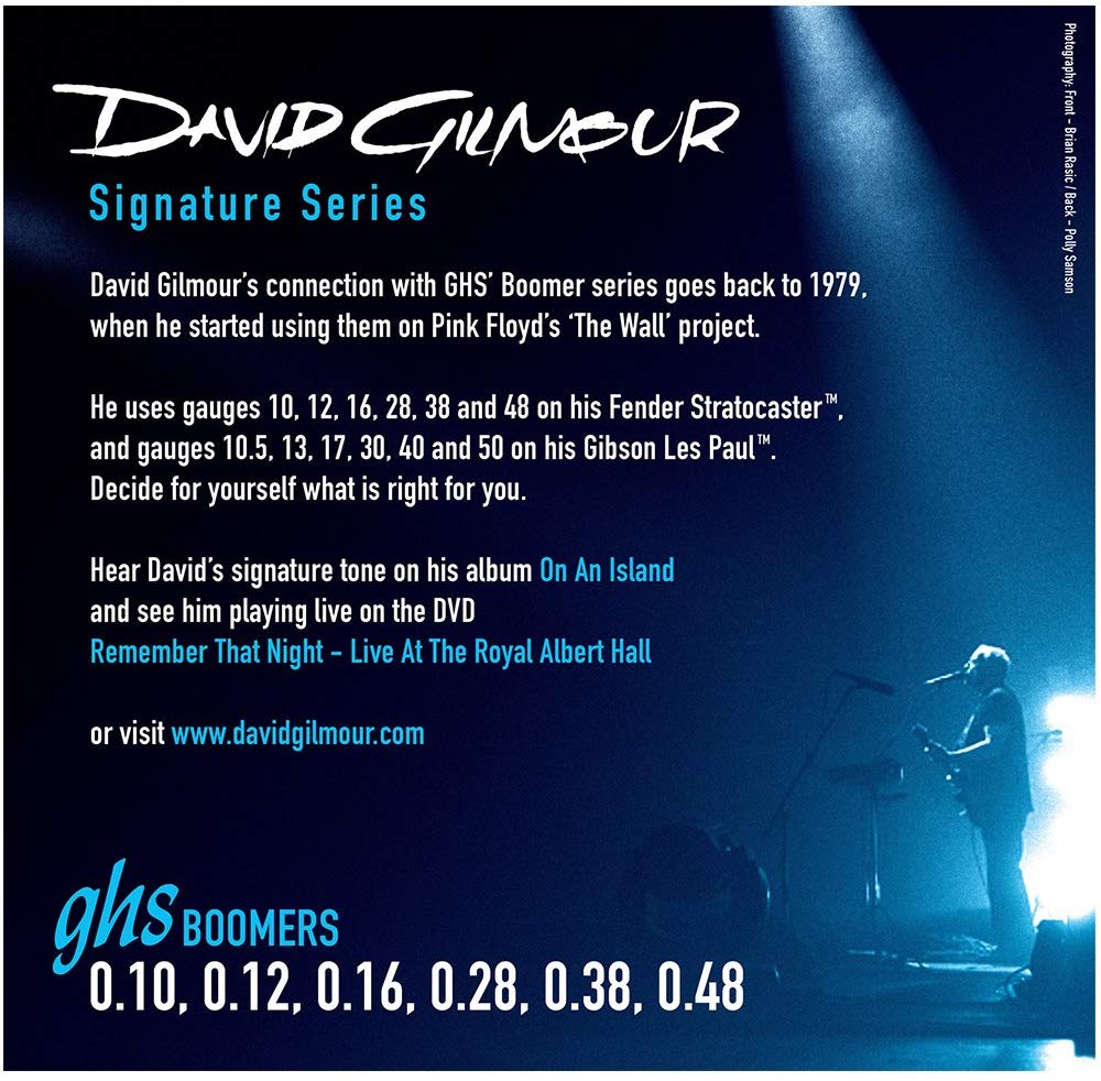GHS Boomers GB-DGF David Gilmour Signature Electric Guitar String Set, Blue (.010-.048)