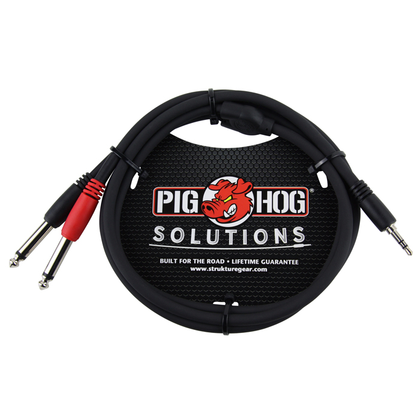 Pig Hog PB-S3403 Solutions 3ft Stereo Breakout Cable, 3.5mm to Dual 1/4 in. - Bananas at Large - 1