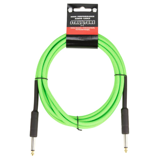 Strukture SC10NG Straight to Straight Instrument Cable - Woven Neon Green - 10 ft.