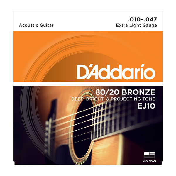D’Addario EJ10 Extra Light 80/20 Bronze Acoustic Guitar Strings 10-47 - Bananas at Large