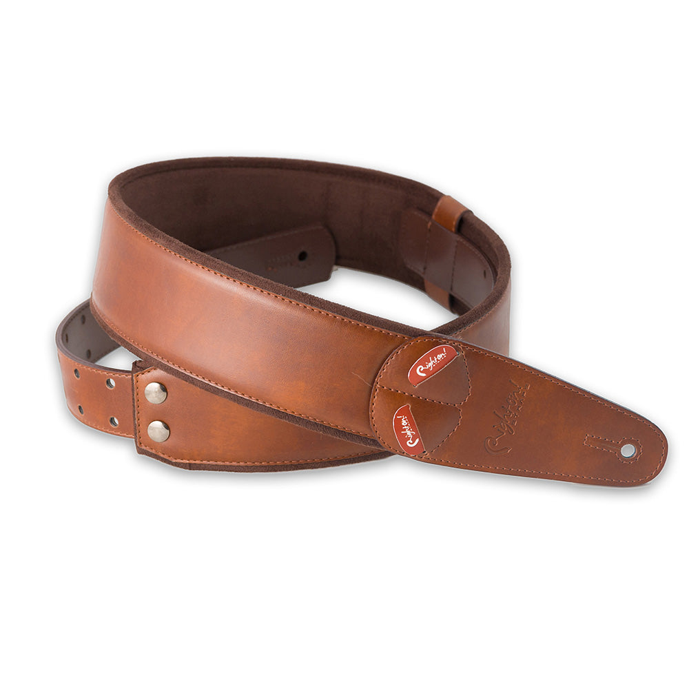 RightOn! Mojo 2.3 in. Vegan Leather Guitar and Bass Strap - Charm Brown