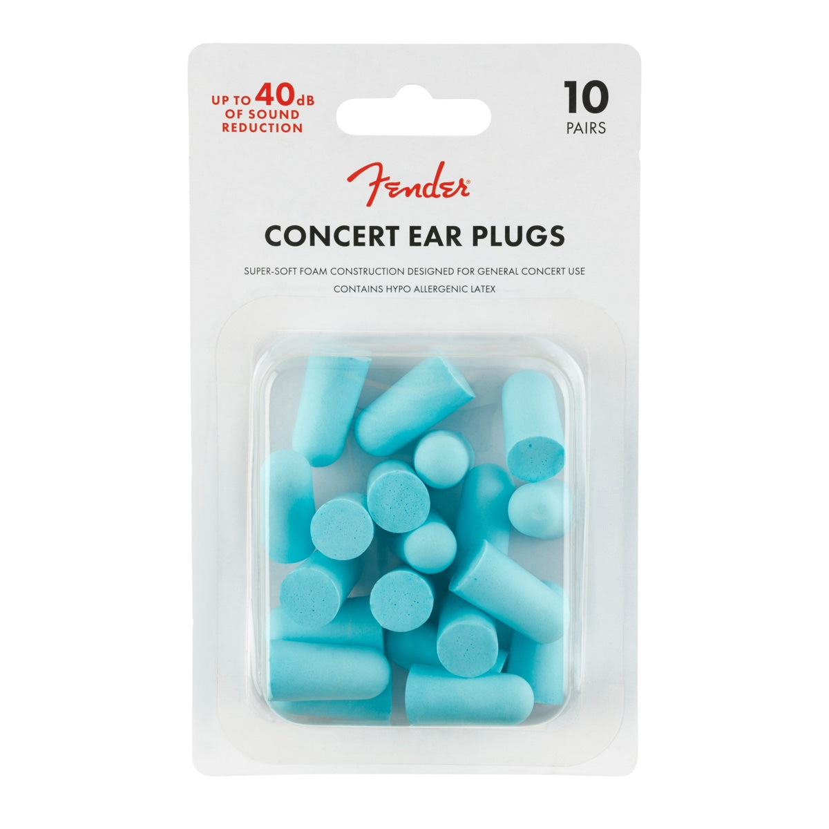 Fender Concert Ear Plugs - Daphne Blue (10 Pair)