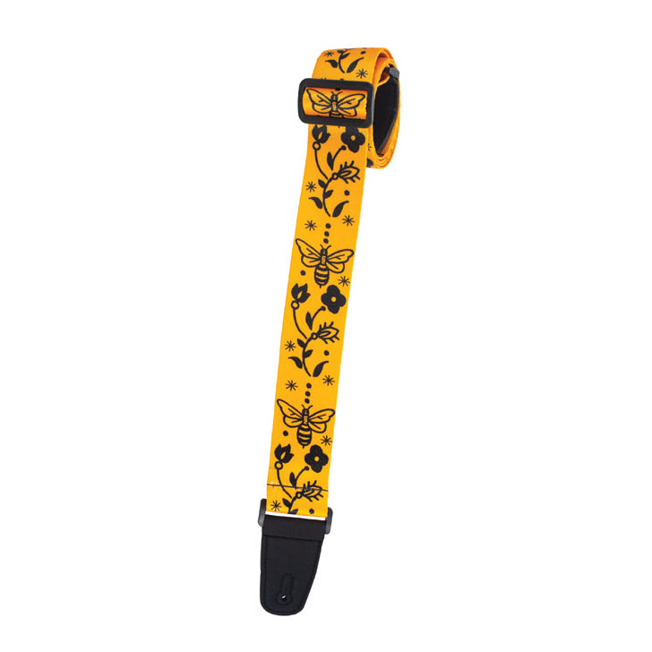 Henry Heller HSUB2-57 Artist Series Sublimation Printed 2 in. Guitar Strap - Bees/Flower - Bananas at Large®