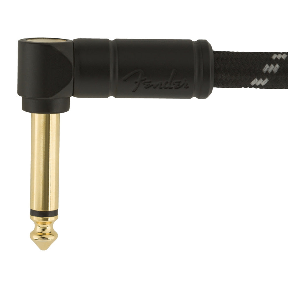 Fender Deluxe Series Straight to Angle Instrument Cable - Black Tweed - 15 ft. - Bananas at Large®