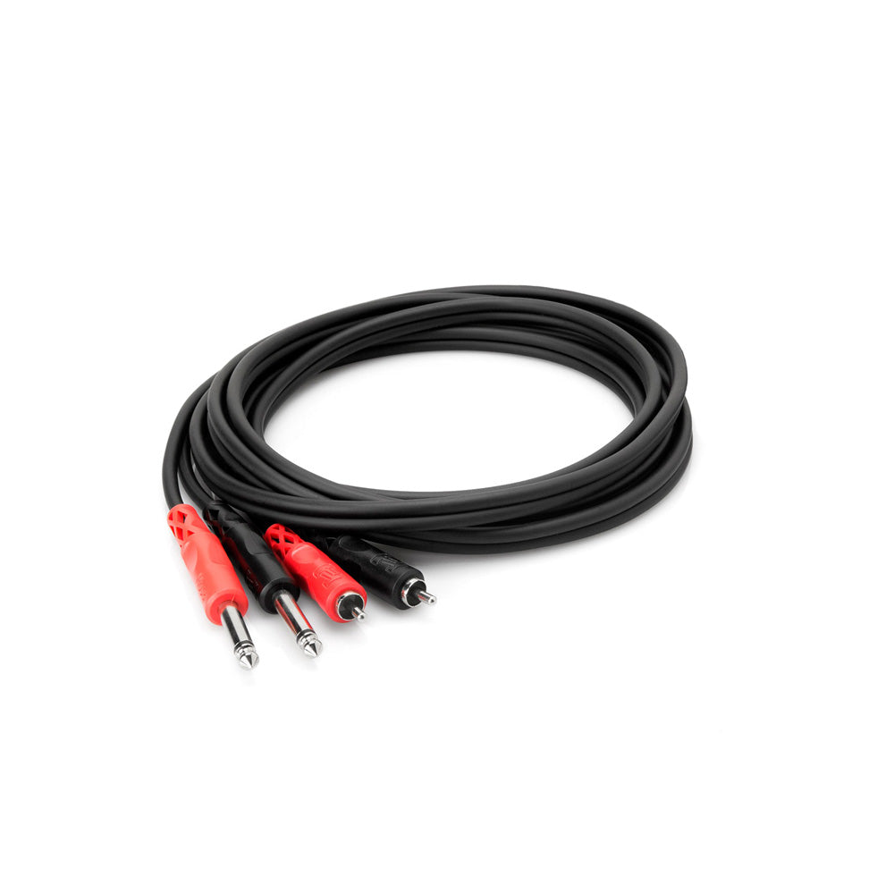 Hosa CPR-202 Stereo Interconnect, Dual 1/4in TS to Dual RCA - 6.5 ft.