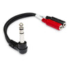 Hosa - YPM-523 - Stereo Breakout - Right Angle 1/4 in TRS Male to Dual 3.5mm TRS Female