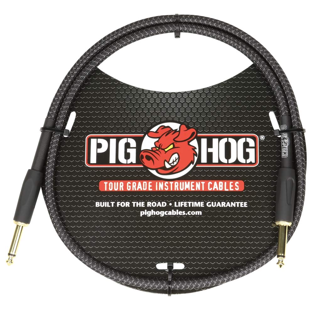 Pig Hog PCH3BK Vintage Woven Patch Cable - Black Woven - 3 ft.