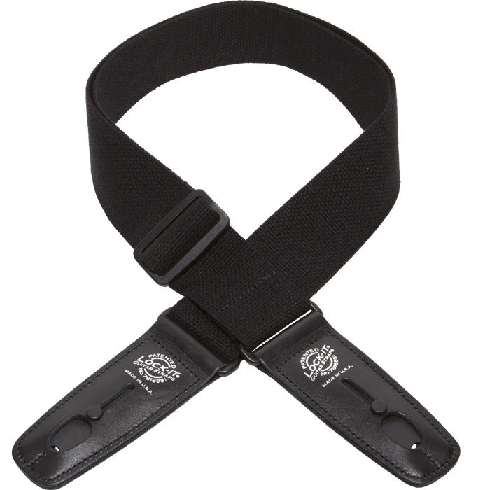 Lock-It Straps Cotton Series 2 in. Guitar Strap - Black - Bananas at Large®