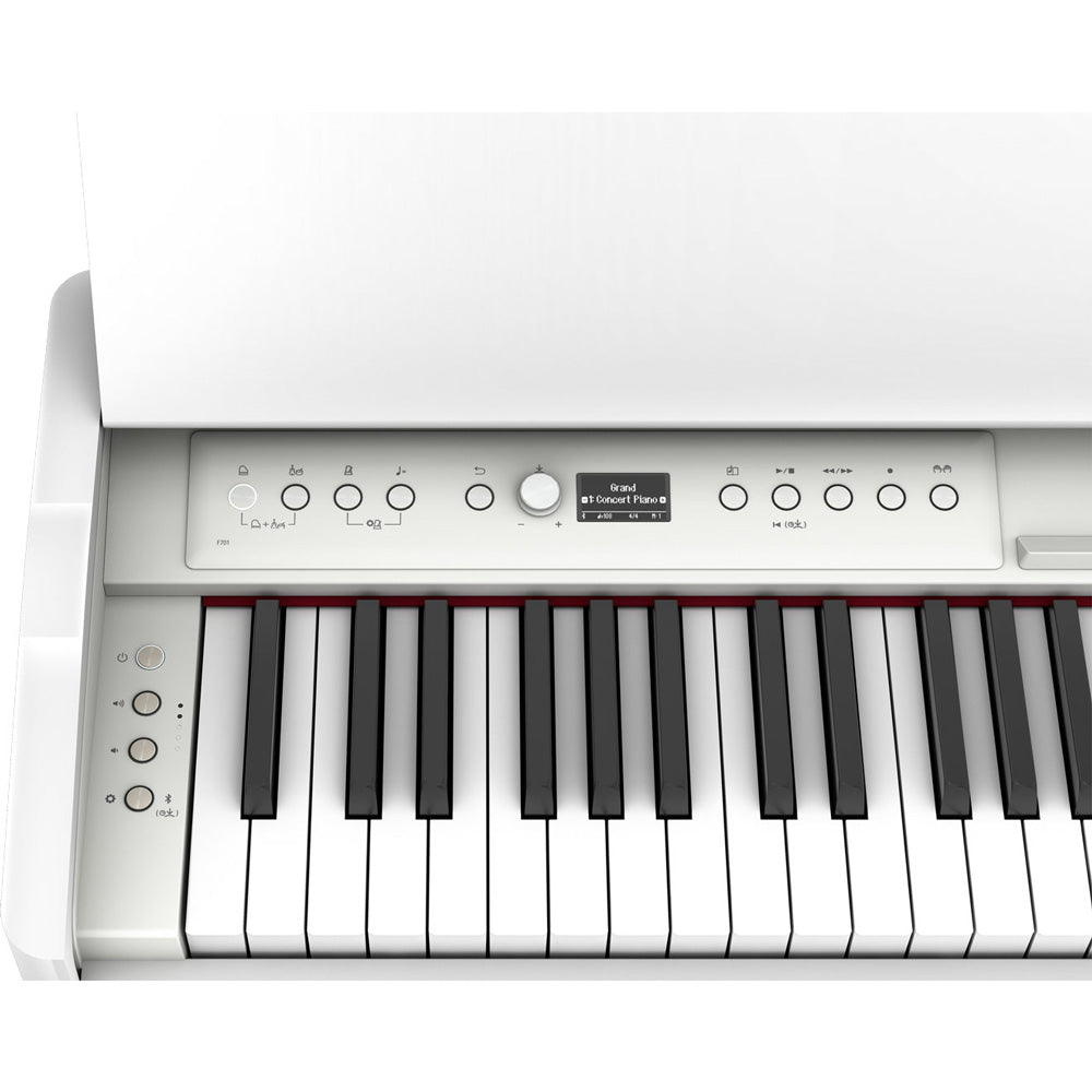 Roland F-701 Digital Upright Piano with Stand and Bench - White