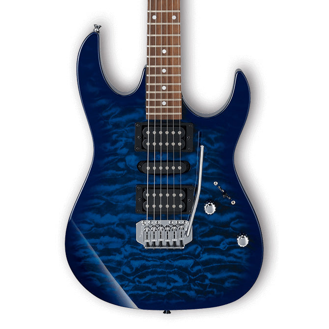 Ibanez GRX70QAT GIO Series Electric Guitar - Transparent Blue Burst - Bananas at Large®