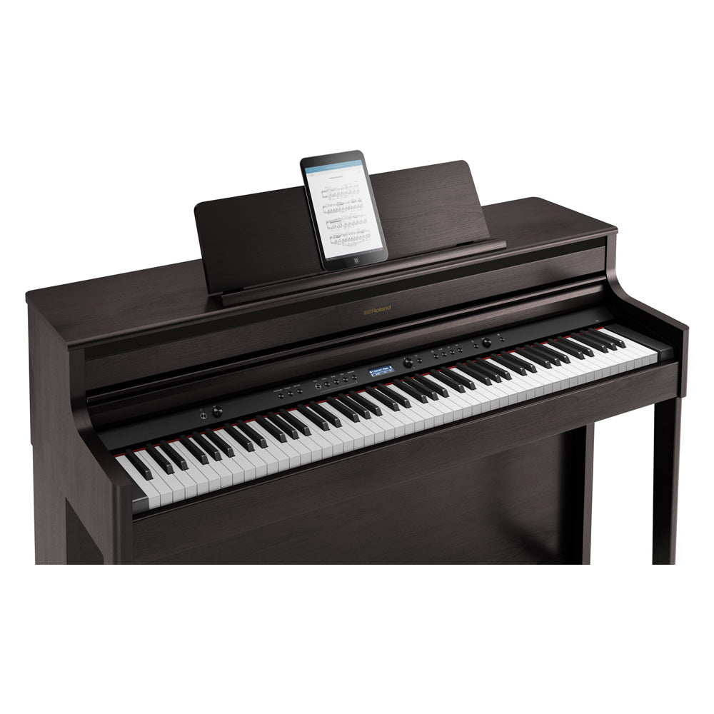 Roland HP-704 Digital Upright Piano with Stand - Dark Rosewood - Bananas at Large®