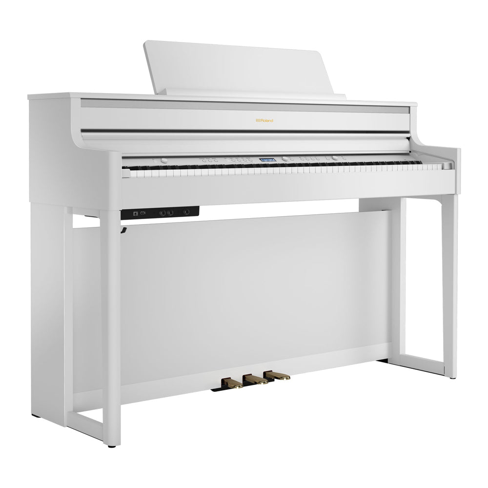 Roland HP-704 Digital Upright Piano with Stand and Bench - White