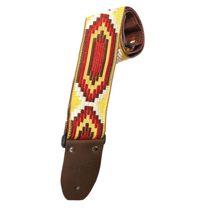 Heller Vintage Guitar Strap southwest vintage motif gold burgandy mustard - Bananas at Large®