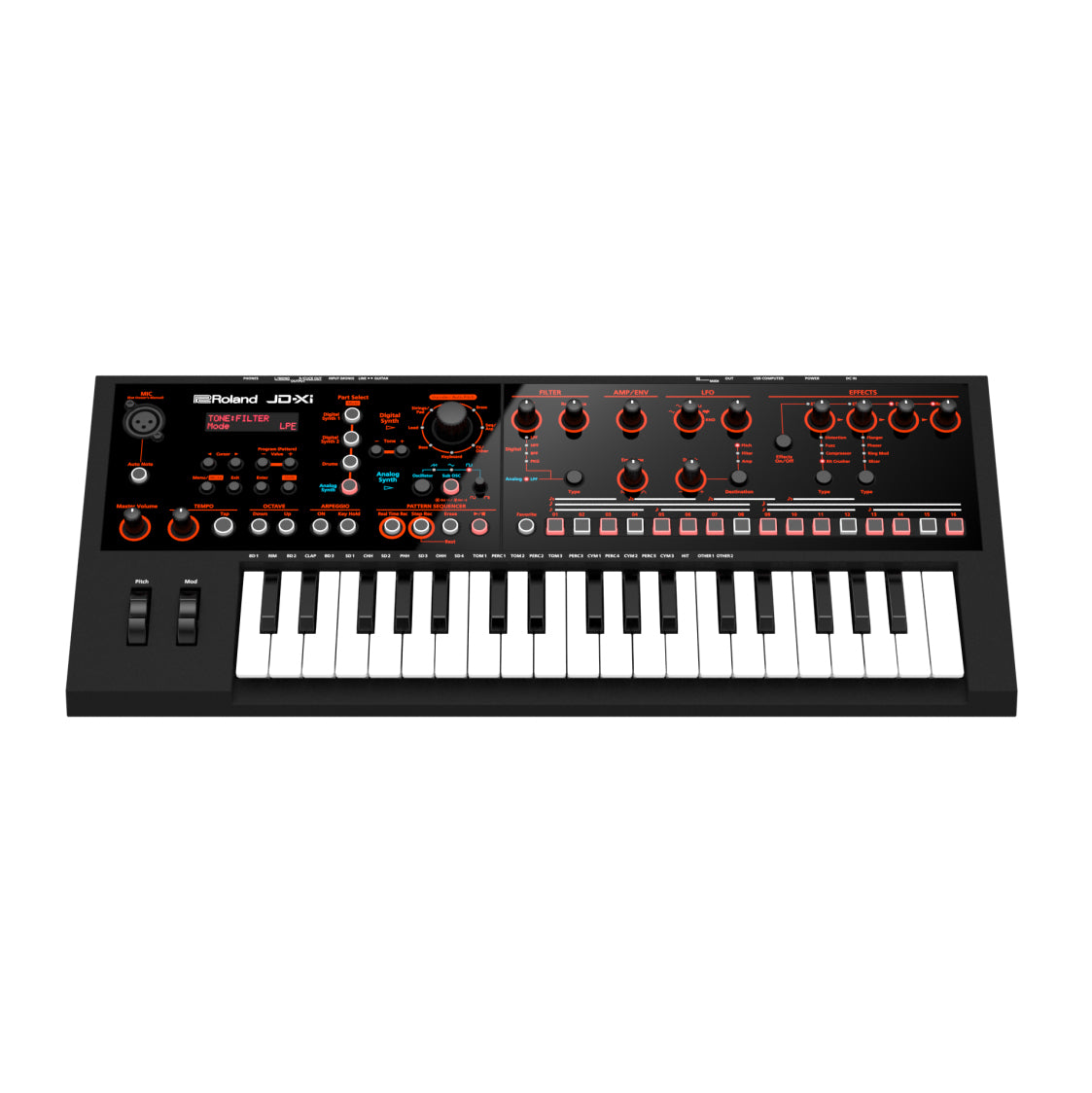 Roland JD-Xi 34-Mini-Key Portable Analog-Digital Crossover Synthesizer Keyboard with Microphone