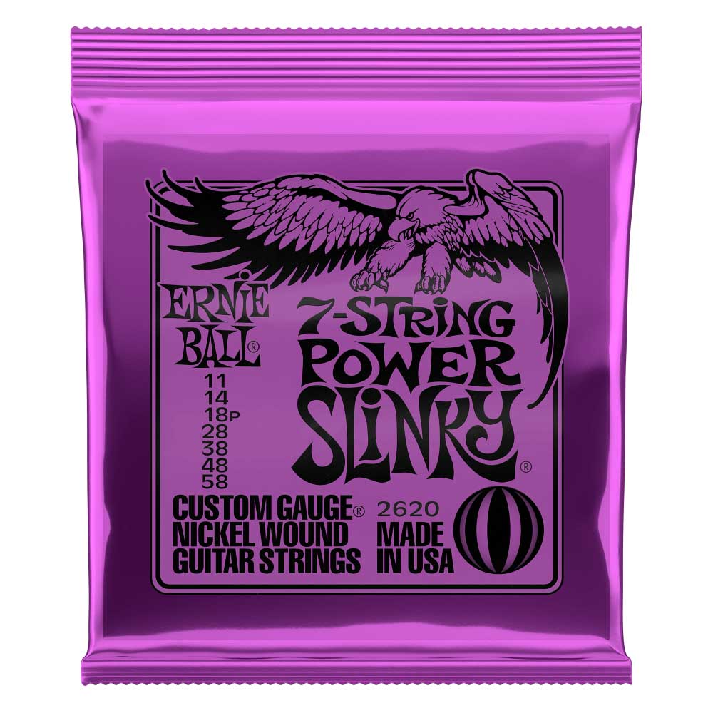 Ernie Ball Power Slinky 7-String Nickel Wound Electric Guitar Strings - Bananas at Large®